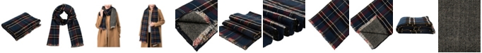Glitzhome Men's and Women's Plaid Reversible Scarf with Fringes